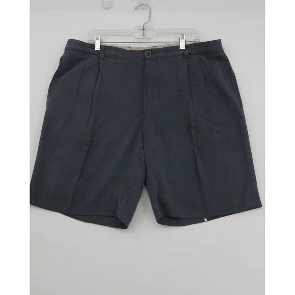 Tommy Bahama Mens 100% Silk Pleated Shorts Charcoal Gray Size 38 Resortwear
