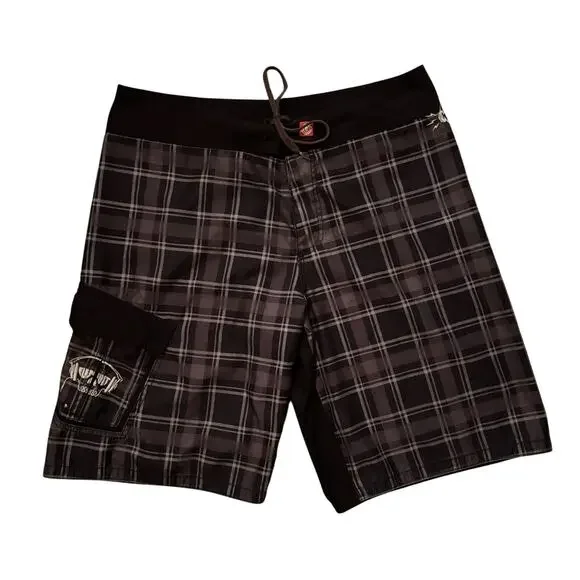 Y2K Plaid Element Board Shorts