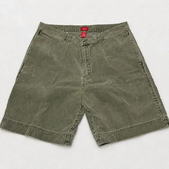 Vintage Mossimo Corduroy Shorts Mens 38 Olive Green Casual Classic EUC Vtg