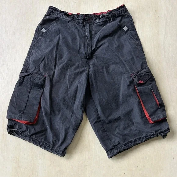 Plugg Cargo Shorts Mens Small 28 Black Microfiber Elastic 12 Inseam Outdoor