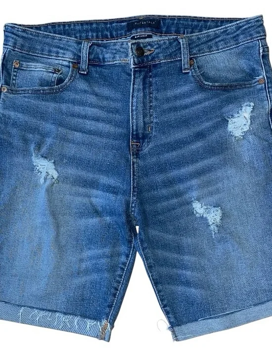 Aeropostale Slim Short Blue Distressed Denim Shorts Mens Size 36 (V-1)