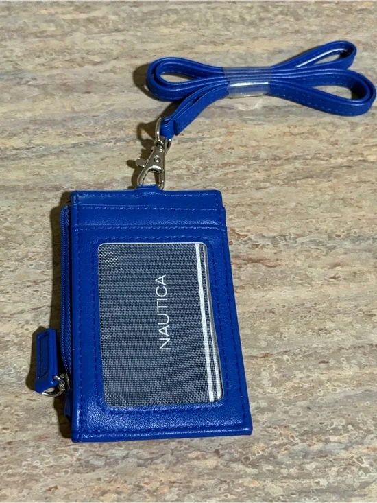NWOT Nautica Cobalt Blue ID Card Holder with Lanyard