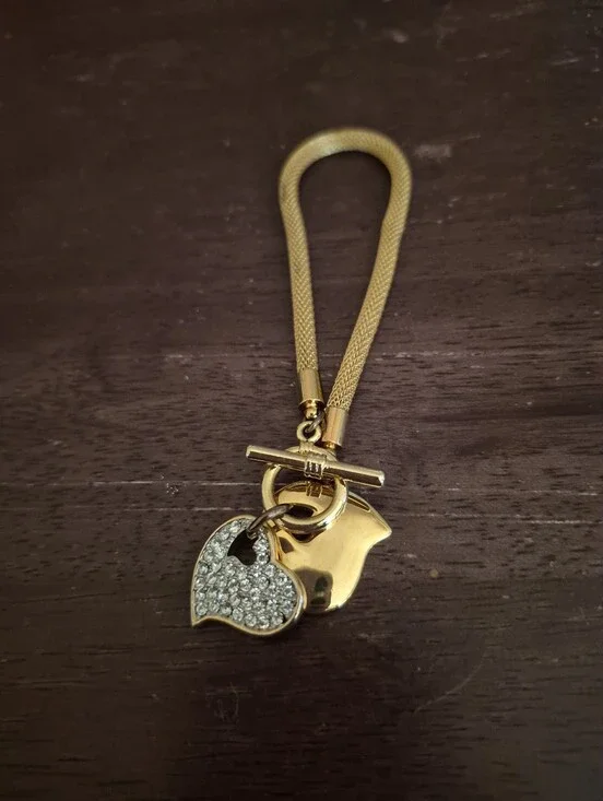 Gold-Tone Heart Charm Bracelet with Crystal Accent