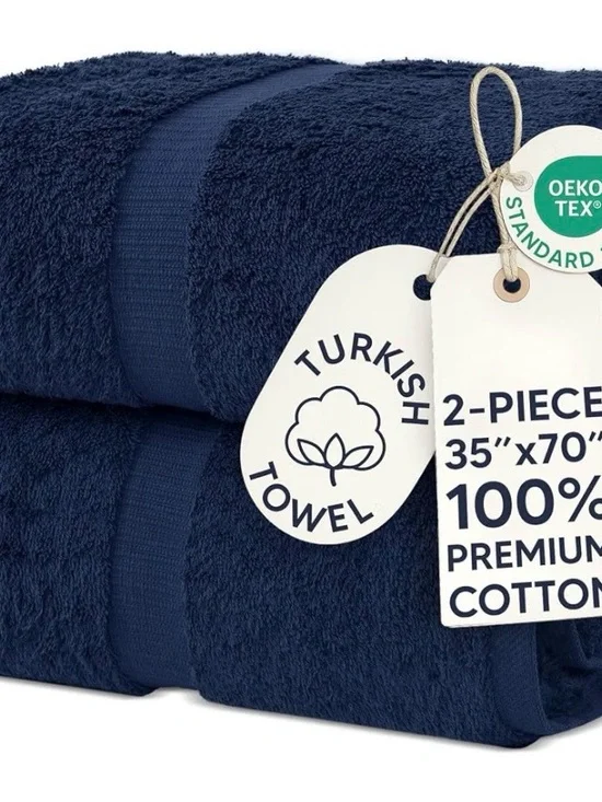 Chakir 100% Cotton Turkish Bath Sheet Set - Navy