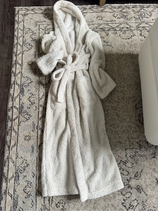 UGG Cream Plush Hooded Bathrobe with Belt