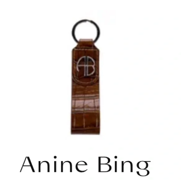 Anine Bing NWT Brown Croc-Embossed Key ring new in original box