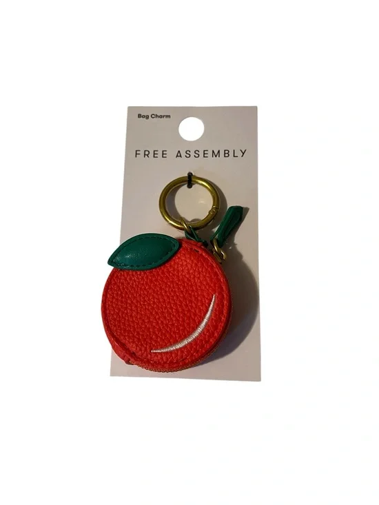 Free Assembly orange Coin Purse Keychain - with Green Leaf