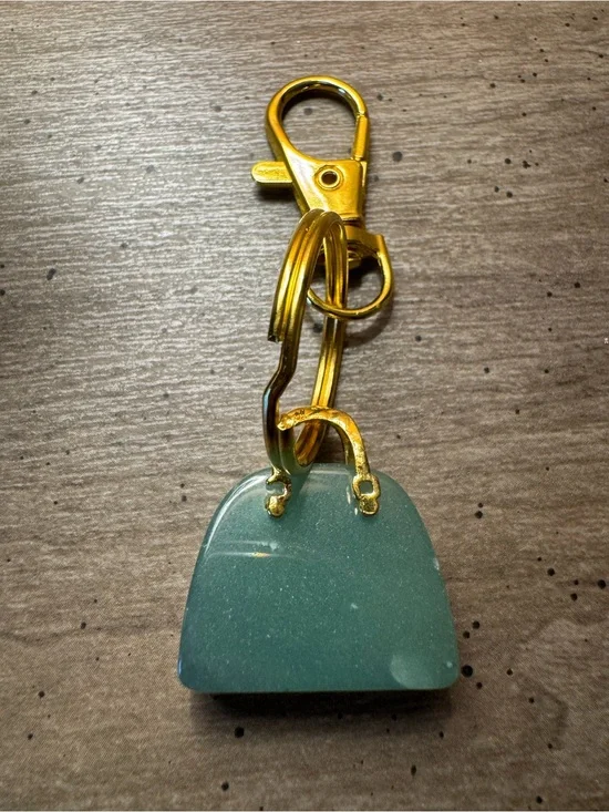 Hand Bag Keychain/Bag Charm with Gold Tone Hardware