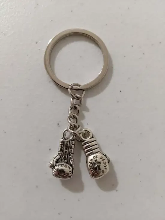 4/$20 Simple small boxing gloves boxer Charms Silver Keychain Cute Gift