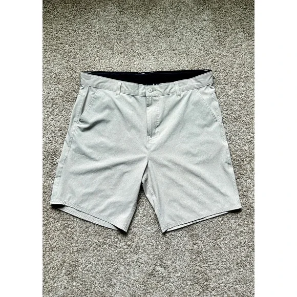 Burnside Mens Khaki Hybrid Performance Shorts I Size 40 I Stretch Heathered‎