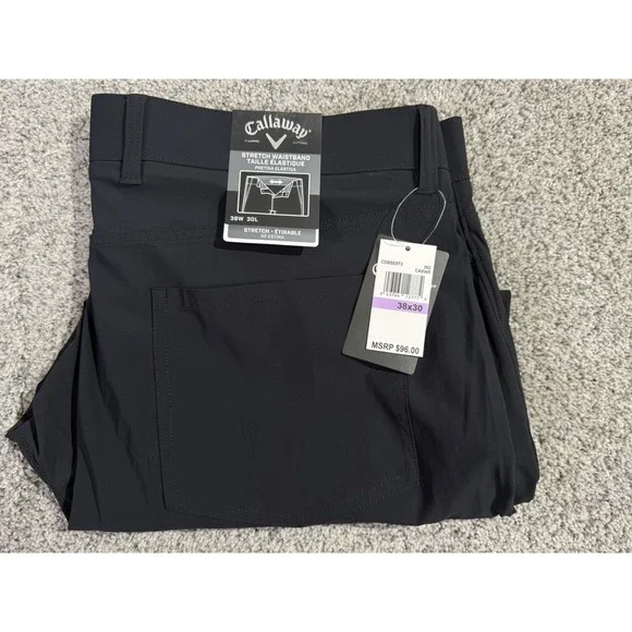 Callaway Men's Golf Pants, Flat‎ Front Stretch - 34W x 30L - Black