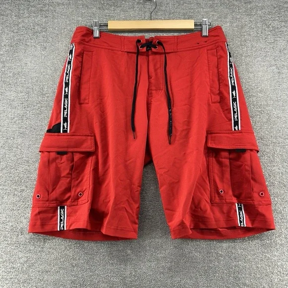 Pelagic Blackfin Board Cargo Shorts Size 32 Red Beach Casual