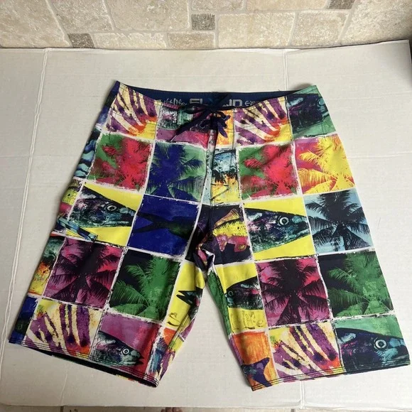 Salt Life SLX -QD Board Shorts  32 Men's Colorful Beach Fishing Stretch‎