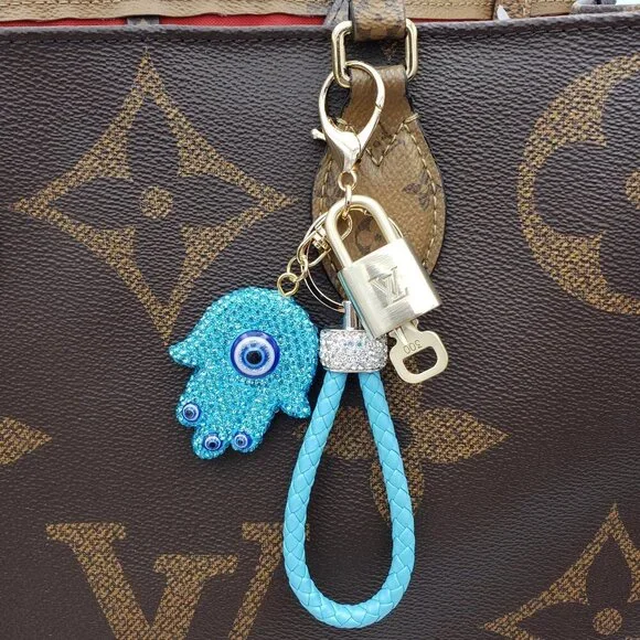 Authentic Louis Vuitton Gold Lock & Key 🔑 w/ Unbranded Evil Eye KeyCharm