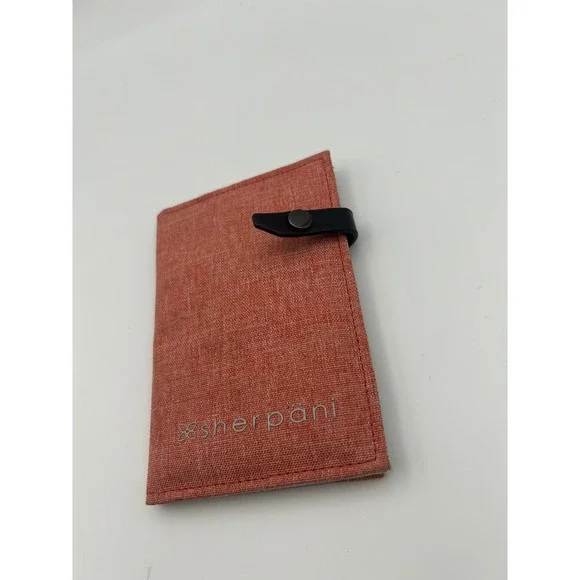 Sherpani Passport Wallet Red Orange Heathered Slim Travel Organizer Snap Closure
