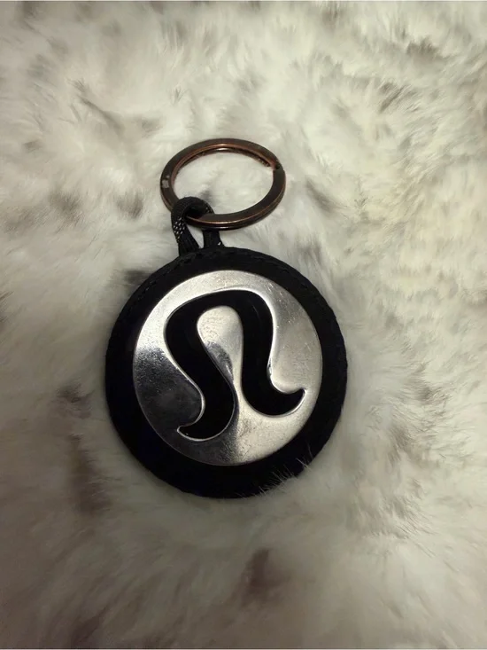 Lululemon Black & Silver Logo Keychain