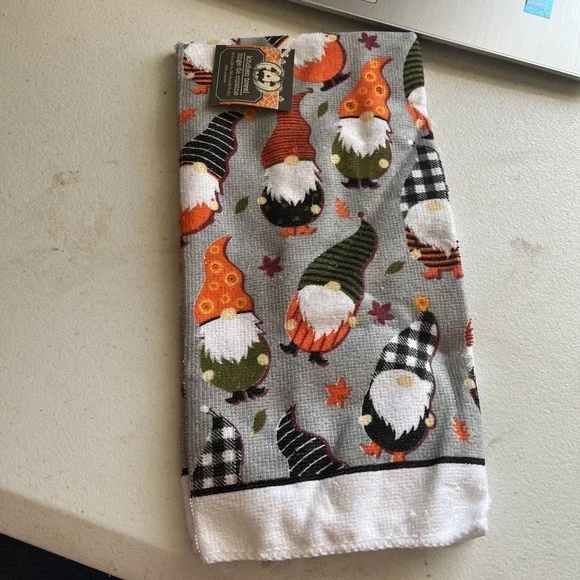 New Halloween Polyester Kitchen Towels ~ Qty 1 Gnomes