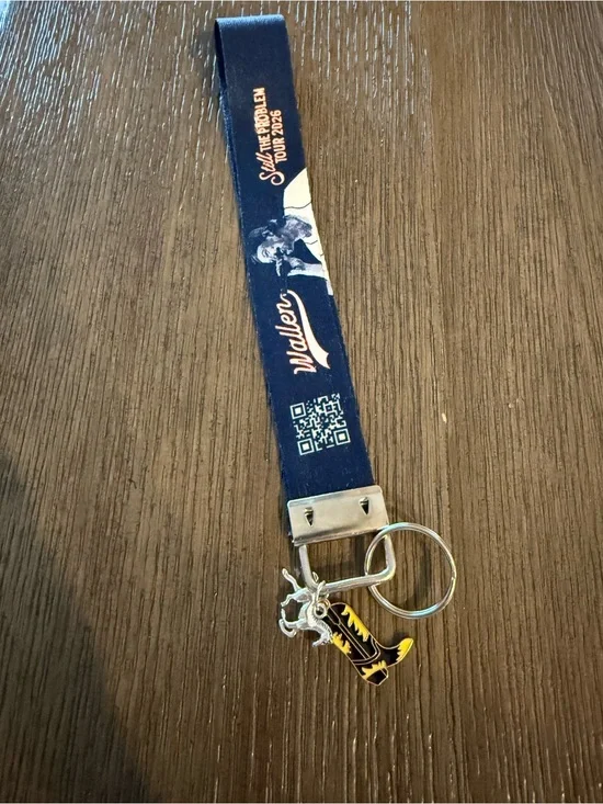 Morgan Wallen Tour 2026 Navy Wristlet Keychain with Cowboy Boot & Horse Charm