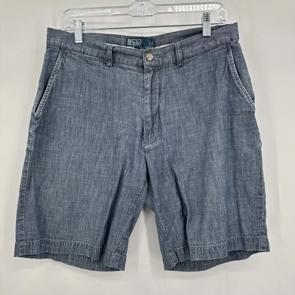 Vintage‎ Polo Ralph Lauren Prospect Shorts Mens Size 32 Blue Chambray 9