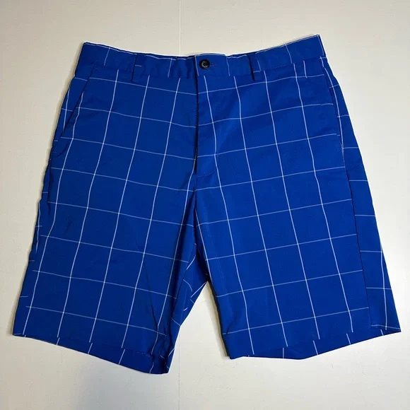 Chaps‎ Golf Shorts Men’s 32 Striped Plaid Blue White Large Athletic