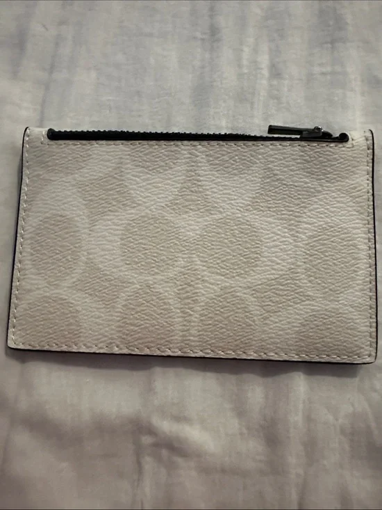 Coach White Signature Canvas Card & Key Holder