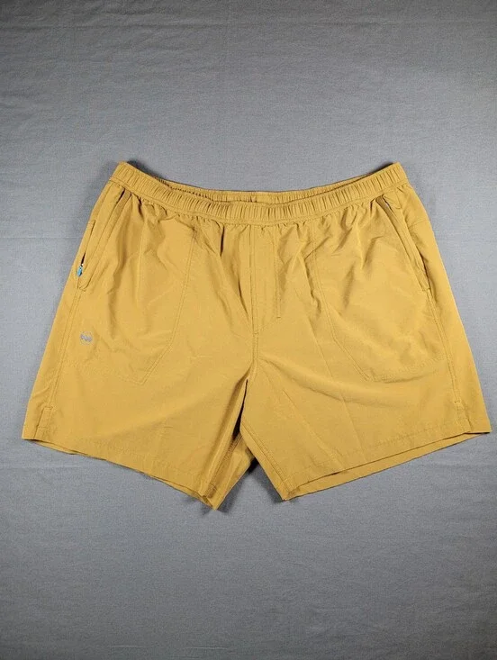 Janji Running Trail Shorts XL Golden Tan Zip Pockets Stretch Activewear