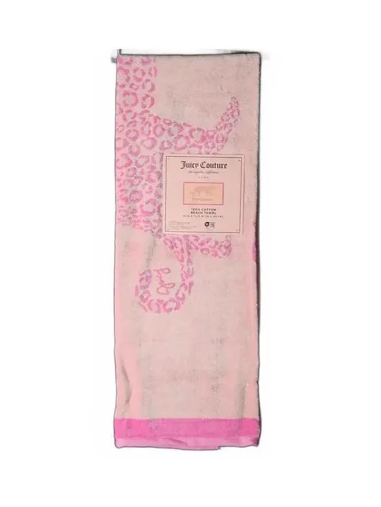 Juicy Couture Pink Leopard Beach Towel 6FT Cotton Pool Extra Large Towel NWT