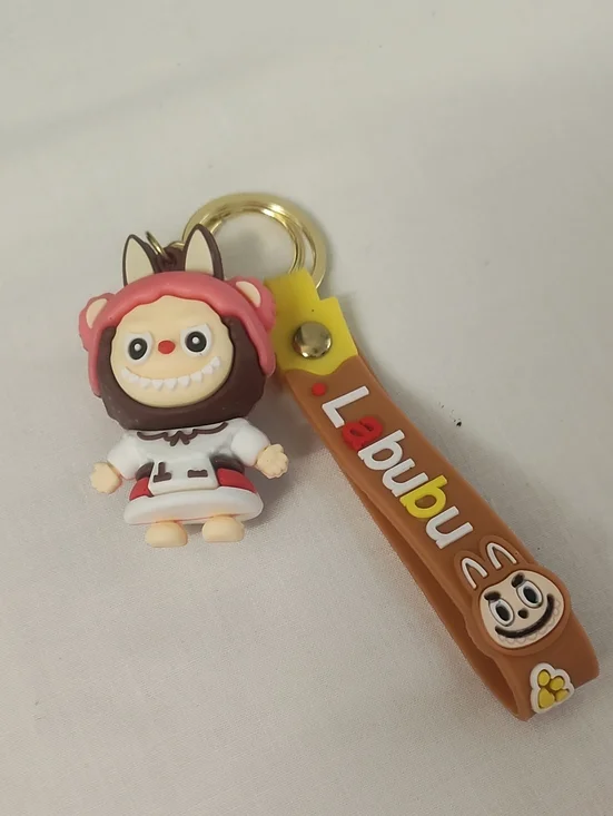 Labubu Brown & Pink Character Keychain with Strap