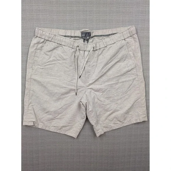 Vince Shorts Mens XXL Beige Linen Cotton Drawstring Elastic Waist Casual 9 In