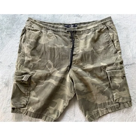 Hollister Men's California Jogger Cargo Shorts Camo Green Stretch Size XXL