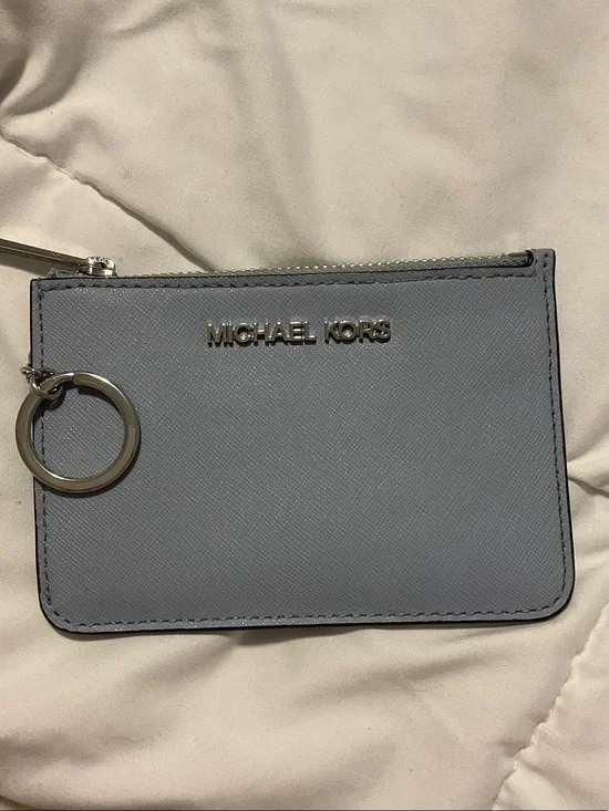 Michael Kors Pale Blue Saffiano Leather Key Card Pouch