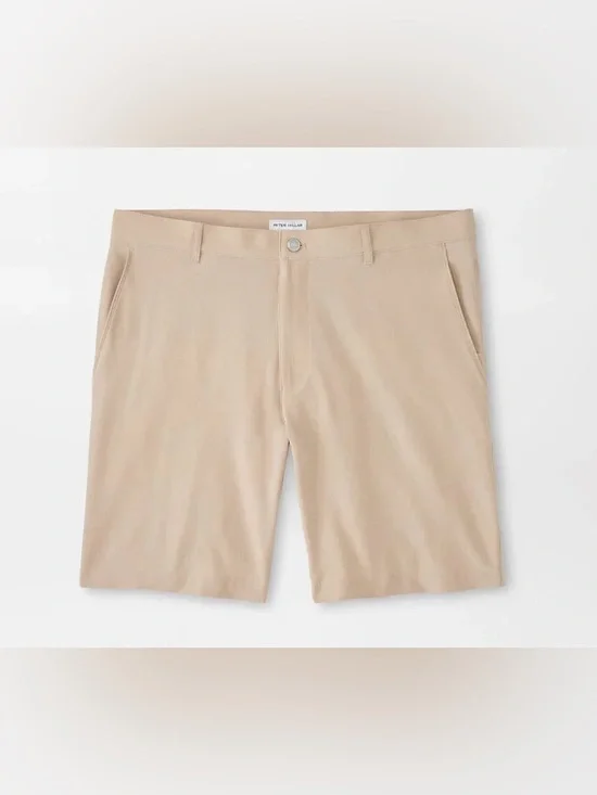 Peter Millar Shackleford Performance Hybrid Shorts Men 38 Beige Stretch Golf NWT