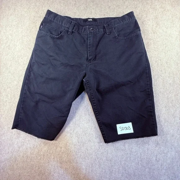 Vans Mens Black Denim Cut Off Shorts Size 34 VN000JYBBLK Skate Casual