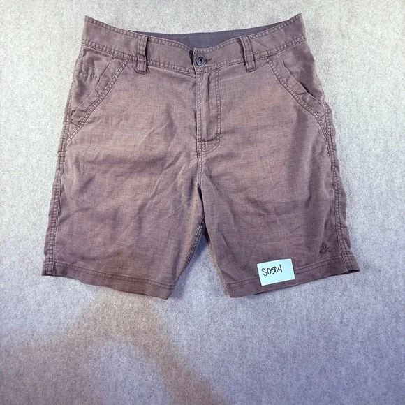 Prana Sutra Hemp Blend Shorts Mens 32 Brown Hiking Climbing Outdoor Casual