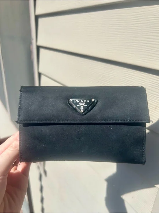 Prada Black Nylon Triangular Logo Clutch Wallet