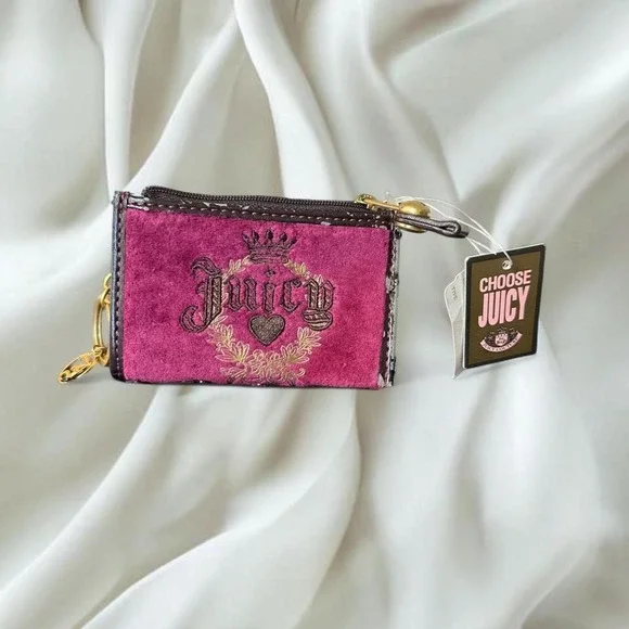 NWT Juicy Couture velour burgundy card holder gold detailing y2k vintage