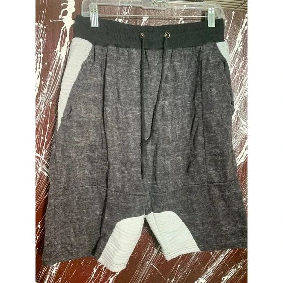 Encrypted Supply Co Mens 3X Gray Fleece Shorts Quilted Panels Drawstring Casual