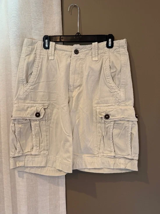 Vintage Men's American Eagle Cargo Shorts Ivory Classic Length, Size 32