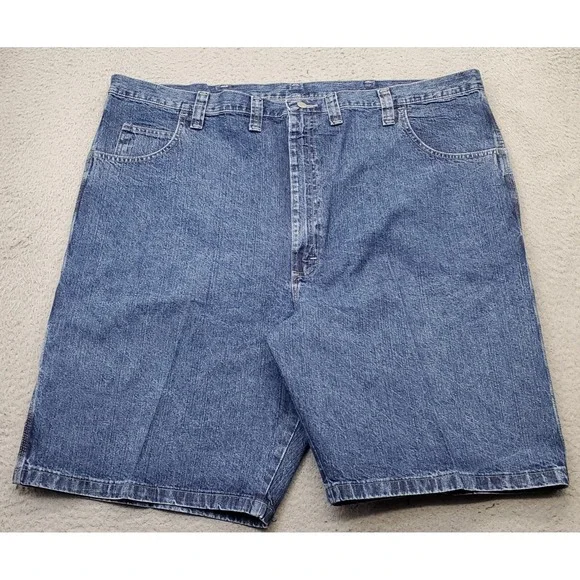 Wrangler Carpenter Shorts Mens 48 Blue Dungarees Loose Fit‎ High Rise Flat Front