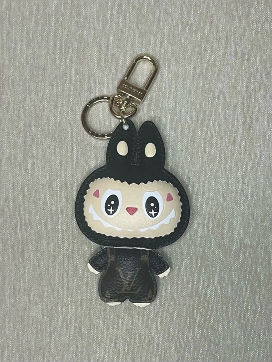 Louis Vuitton Black and Cream Monster Leather Key Charm