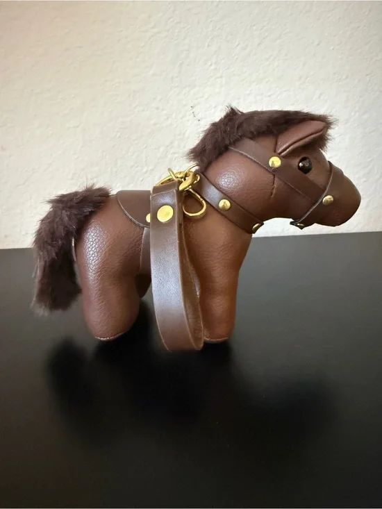 ✨ NWT Brown Faux Leather Mini Pony Bag Charm / Keychain ✨