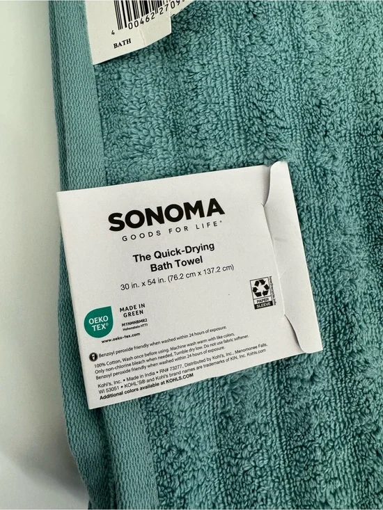 SONOMA Quick-Drying Bath Towel in Teal Green