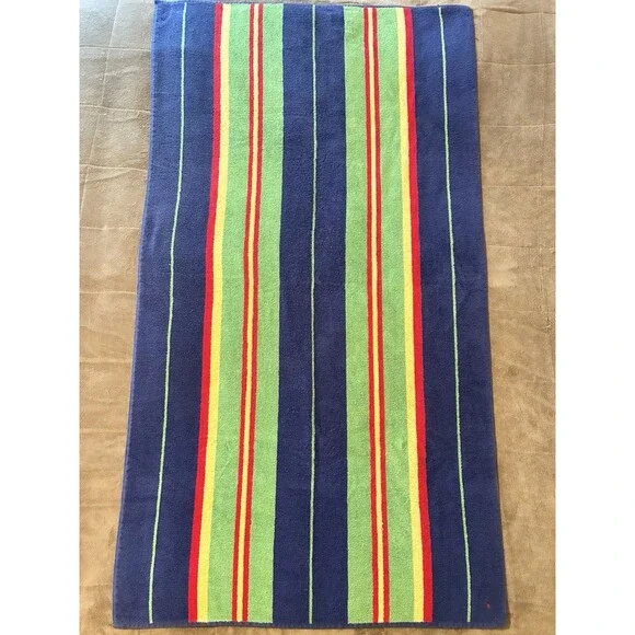 VTG Ralph Lauren Large Towel Polo Striped Blue Green Yellow Red 36
