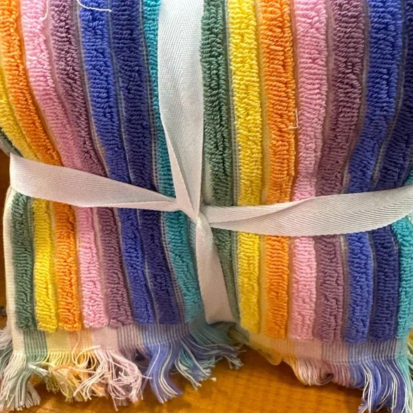 Colorful Striped Towel Set Calypso Pastel cotton 2 Towels hand towels LAST SETS