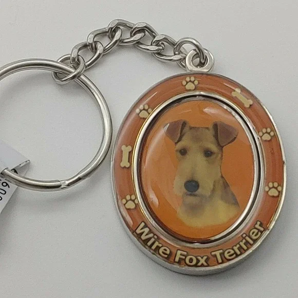 New Wire Fox Terrier Dog Breed  2 Sided Spinning Keychain - high quality…