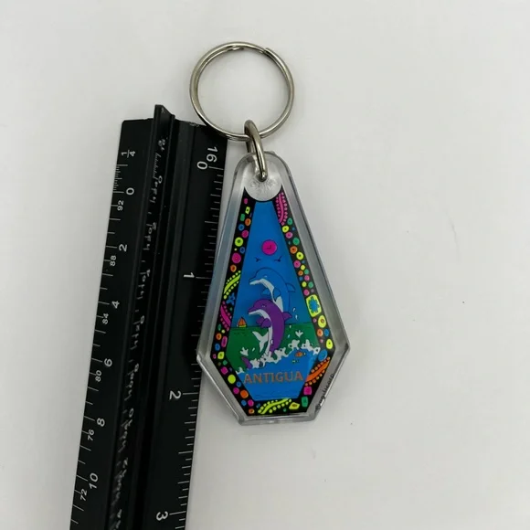 Vintage Antigua Dolphins Key Ring Vintage Acrylic Double sided