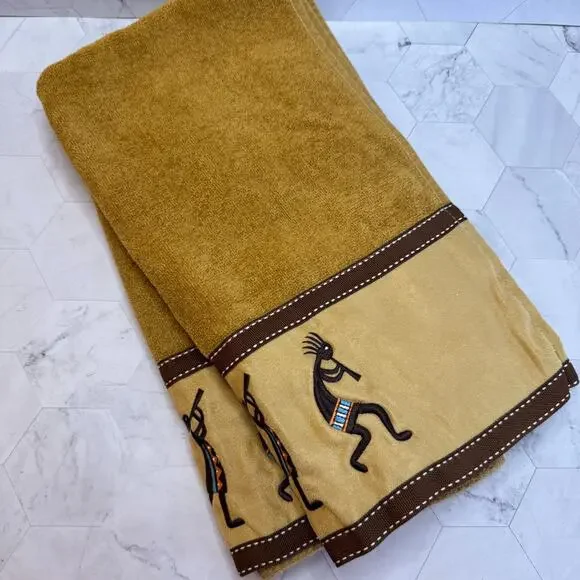 Avanti Linens Hand Towels Kokopelli Nutmeg Southwestern Set of 2 EUC