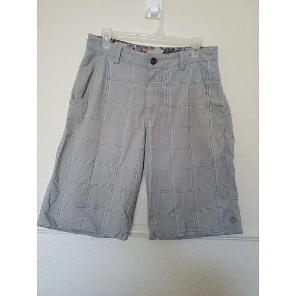 Lululemon Mens Golf Shorts Plaid Gray Asian Accent Size 30 Altered from 34 to 30
