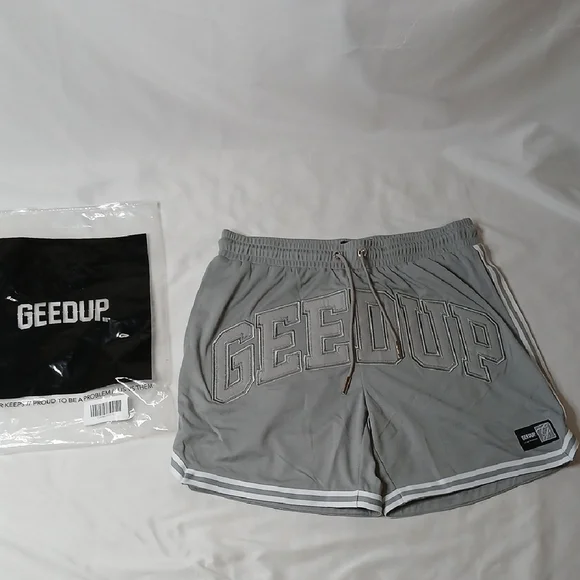 GEEDUP Gray Athletic Shorts with Contrast Stripe