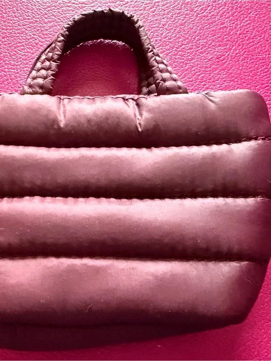 Lands' End Quilted Puffer mini Tote in lush burgundy